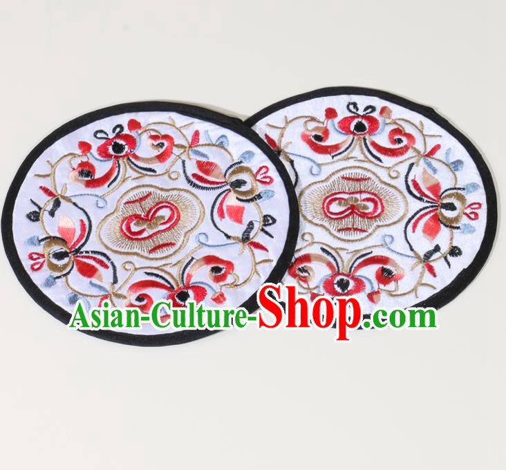 Chinese Traditional Household Accessories Classical Embroidered White Brocade Teacup Mat