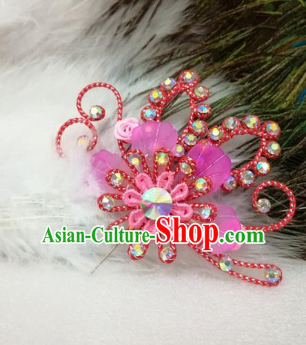 Chinese Traditional Beijing Opera Actress Hair Accessories Peking Opera Princess Rosy Flowers Hairpins for Adults