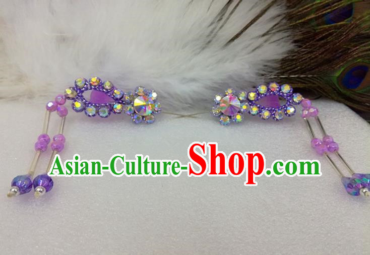 Chinese Traditional Beijing Opera Actress Hair Accessories Ancient Princess Purple Hairpins for Adults