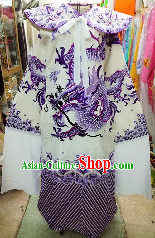 Chinese Traditional Beijing Opera Minister Costume Peking Opera Old Gentleman Purple Embroidered Robe for Adults
