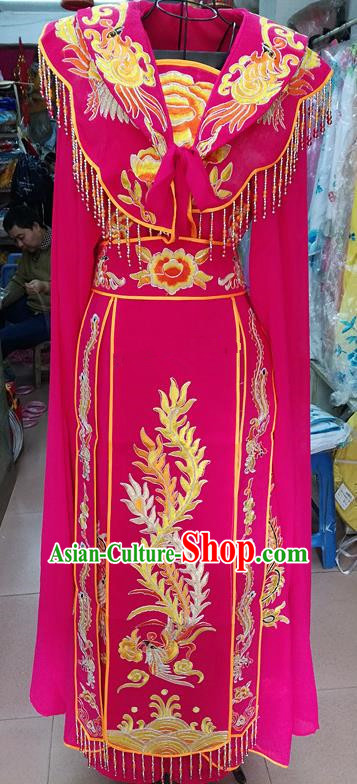 Chinese Traditional Beijing Opera Princess Rosy Embroidered Dress Peking Opera Actress Costume for Adults