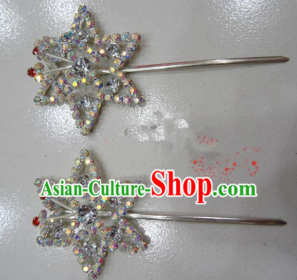 Chinese Traditional Beijing Opera Diva Crystal Hexagon Hairpins Princess Hair Clip Hair Accessories for Adults