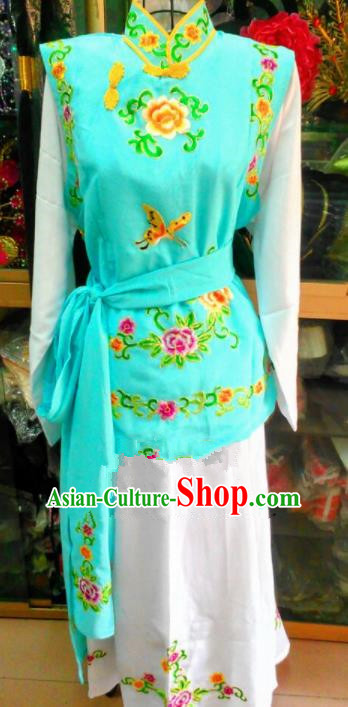 Chinese Traditional Beijing Opera Maidservants Green Dress Peking Opera Young Lady Costume for Adults
