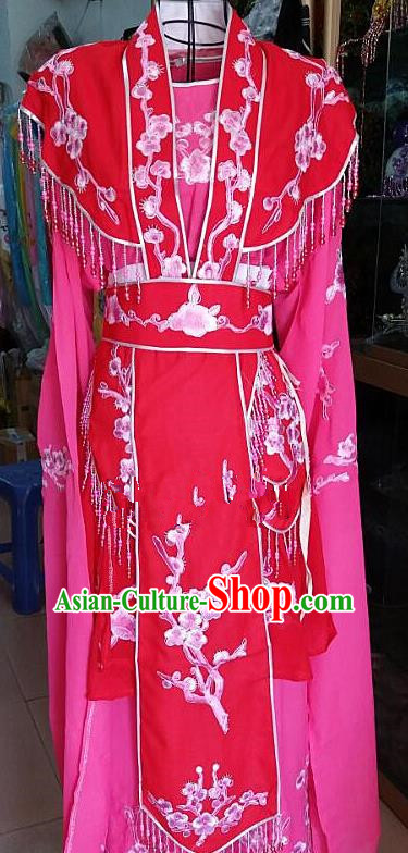 Chinese Traditional Beijing Opera Actress Princess Rosy Dress Peking Opera Peri Costume for Adults