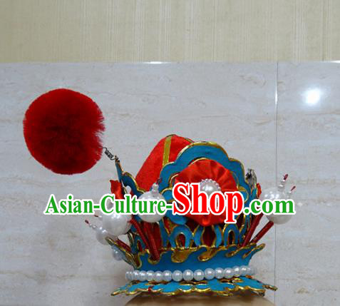 Chinese Traditional Beijing Opera Niche Red Hairdo Crown Ancient Prince Headwear for Adults