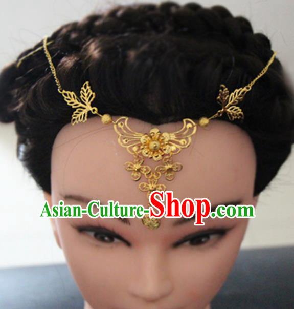 Chinese Traditional Wedding Hair Accessories Ancient Princess Golden Eyebrows Pendant for Women