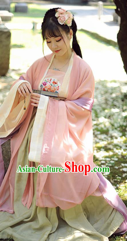 Chinese Ancient Peri Hanfu Dress Tang Dynasty Palace Princess Historical Costumes Complete Set for Women