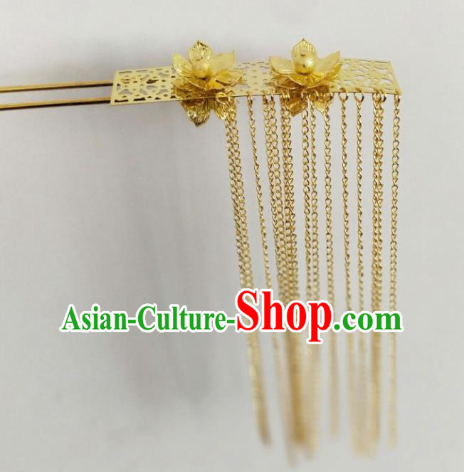 Chinese Traditional Hair Accessories Wedding Golden Tassel Hairpins for Women
