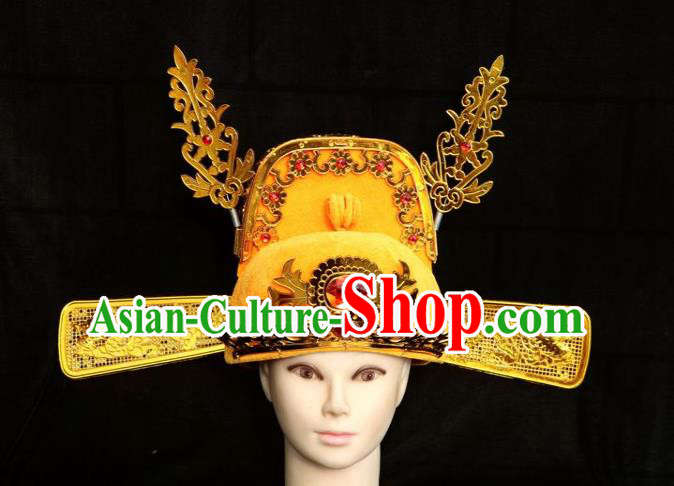 Chinese Traditional Beijing Opera Niche Headwear Peking Opera Bridegroom Golden Hat