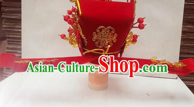 Chinese Traditional Beijing Opera Niche Headwear Peking Opera Number One Scholar Red Hat