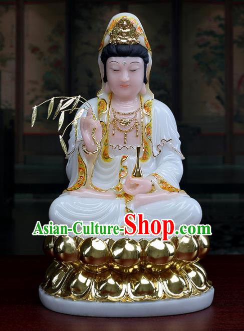 Chinese Traditional Religious Supplies Feng Shui Avalokitesvara White Cloth Statue Buddhism Decoration
