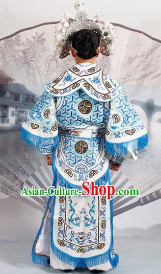 Chinese Traditional Beijing Opera Takefu Costume Ancient Warrior White Clothing