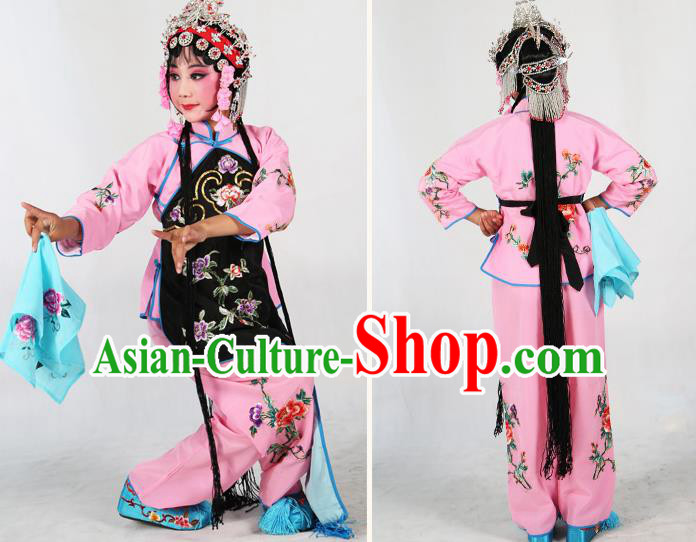 Traditional Chinese Beijing Opera Children Costume Peking Opera Maidservants Black Vest Clothing for Kids
