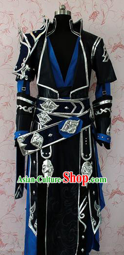 Chinese Ancient Swordsman Black Costume Traditional Cosplay Knight Clothing for Men