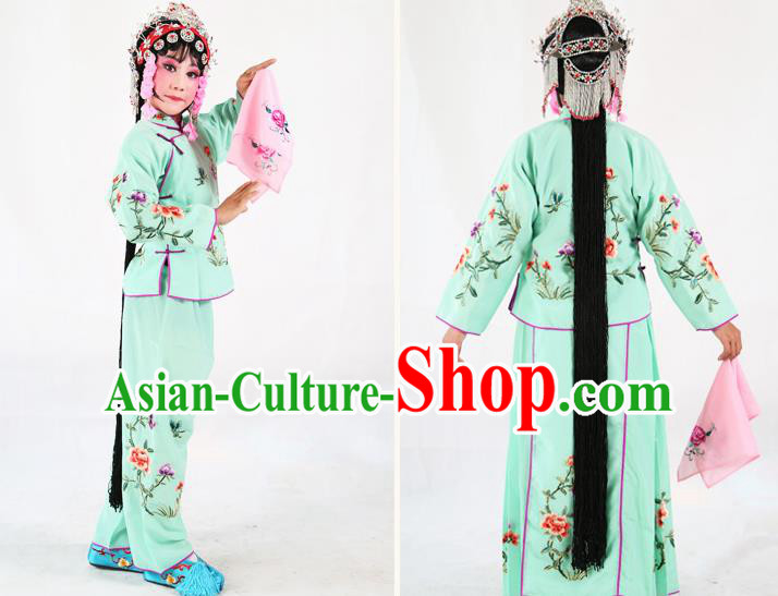 Traditional Chinese Beijing Opera Children Costume Peking Opera Maidservants Green Dress for Kids