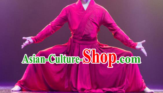 Traditional Chinese Classical Dance Costume China Martial Arts Dance Red Clothing for Men