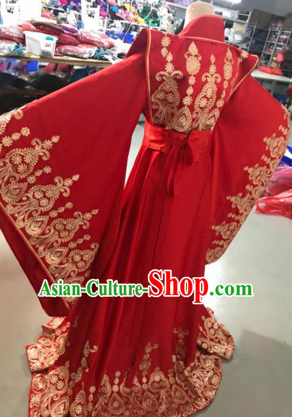 Traditional Chinese Qin Dynasty Queen Red Hanfu Dress Ancient Empress Wedding Historical Costume for Women