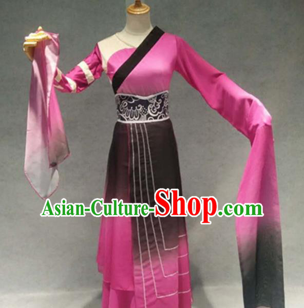 Traditional Chinese Classical Dance Costume China Stage Performance Dance Rosy Dress for Women