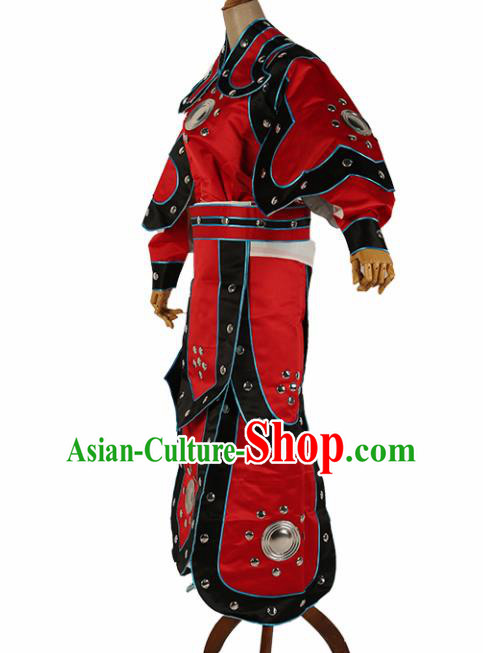 Chinese Traditional Beijing Opera Soldier Costume Peking Opera Takefu Red Clothing