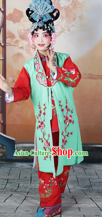 Traditional Chinese Beijing Opera Young Lady Costume Peking Opera Maidservants Green Clothing