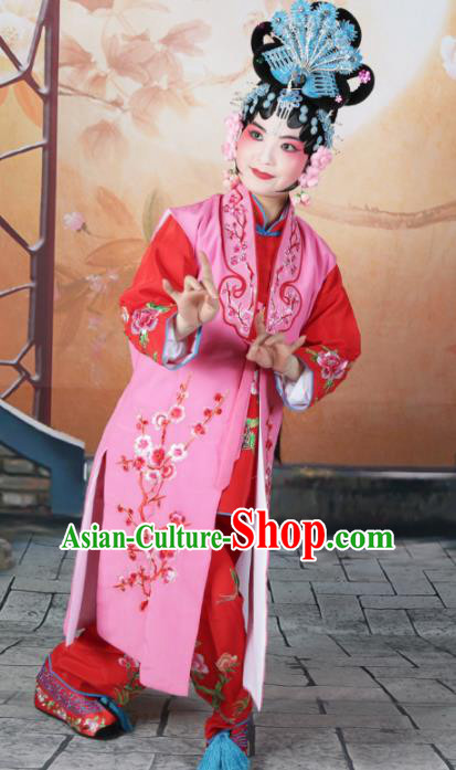 Traditional Chinese Beijing Opera Young Lady Costume Peking Opera Maidservants Pink Clothing