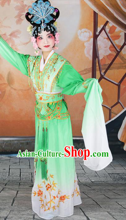 Traditional Chinese Beijing Opera Diva Costume Peking Opera Princess Green Dress