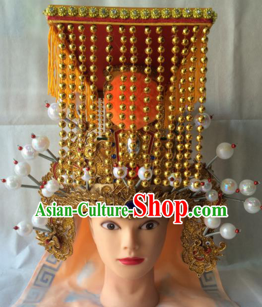 Asian Chinese Beijing Opera Emperor Headwear Ancient Royal Highness Hat for Men
