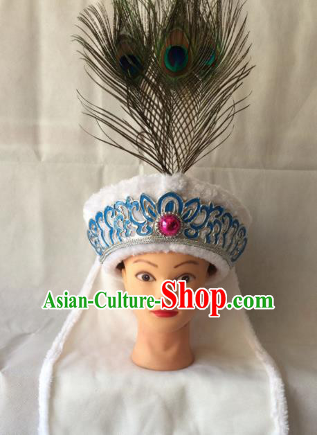 Asian Chinese Beijing Opera Niche Headwear Ancient Prince White Hat for Men
