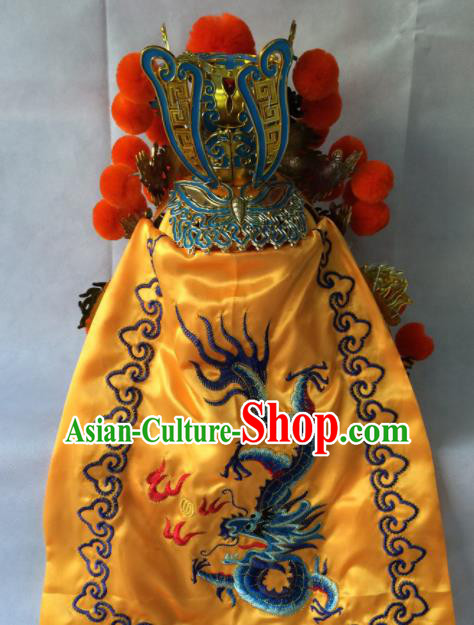 Asian Chinese Traditional Beijing Opera Golden Helmet Headwear Ancient General Hat for Men