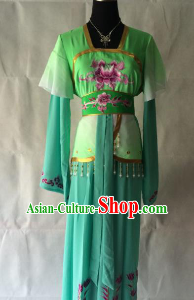 Traditional Chinese Beijing Opera Court Maid Costume Ancient Maidservants Green Dress for Women