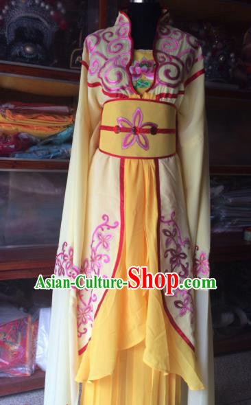Traditional Chinese Beijing Opera Diva Costume Ancient Peri Princess Yellow Dress for Women