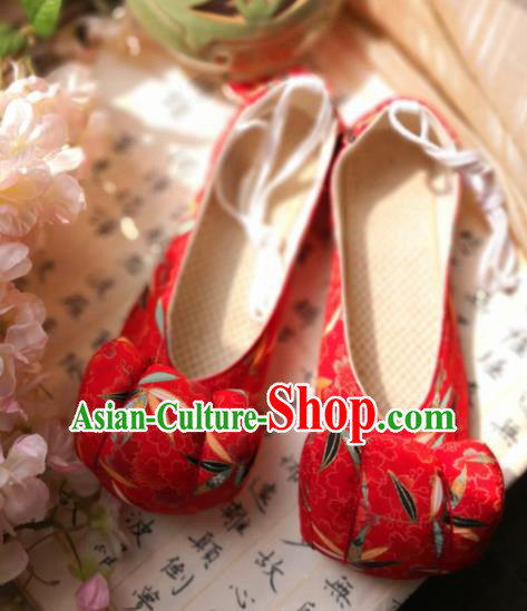 Asian Chinese Traditional Shoes Ancient Song Dynasty Princess Red Shoes Hanfu Shoes for Women