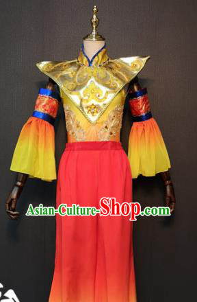Asian Chinese Traditional Folk Dance Costume New Year Drum Dance Red Clothing for Women