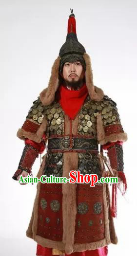 Chinese Ancient Drama Three Kingdoms Period Warrior General Body Armor and Helmet Complete Set