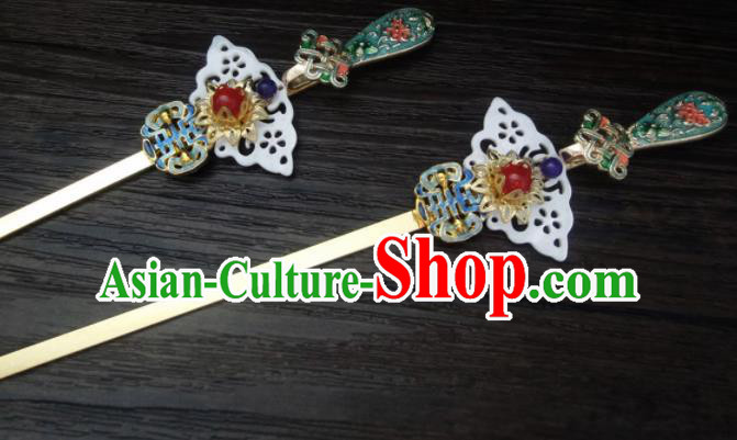 Chinese Ancient Palace Hair Accessories Traditional Classical Shell Blueing Hairpins for Women