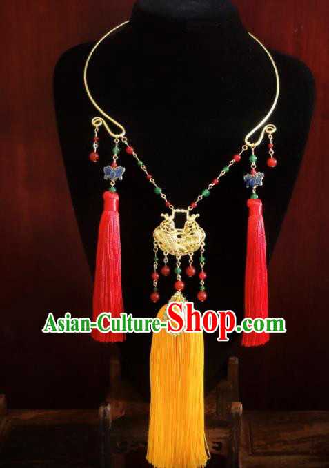 Chinese Ancient Palace Longevity Lock Jewelry Accessories Traditional Classical Hanfu Necklace for Women