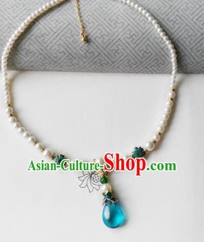 Chinese Ancient Palace Jewelry Accessories Traditional Classical Hanfu Pearls Necklace for Women