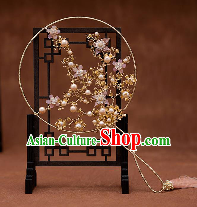 Chinese Ancient Wedding Accessories Traditional Bride Plum Blossom Palace Fans for Women