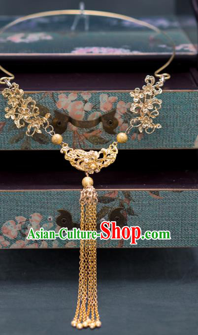 Chinese Ancient Bride Hanfu Jewelry Accessories Traditional Tassel Necklace for Women