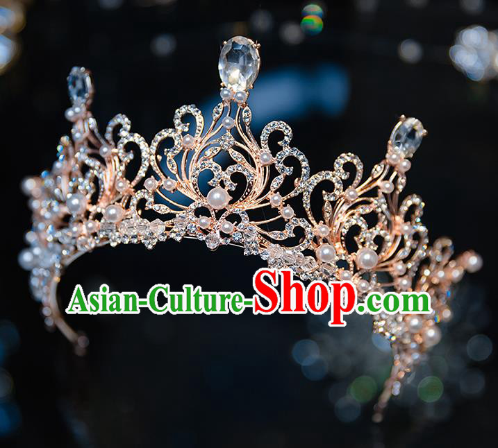 Handmade Baroque Hair Accessories Wedding Queen Crystal Royal Crown for Women