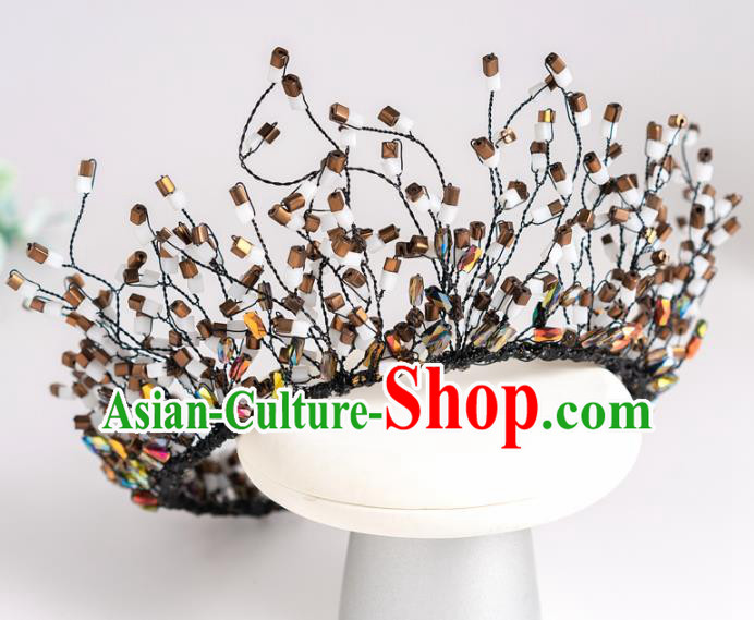 Handmade Baroque Hair Accessories Wedding Queen Black Royal Crown for Women