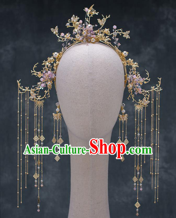 Chinese Ancient Wedding Tassel Hair Clasp Traditional Bride Palace Hair Accessories for Women