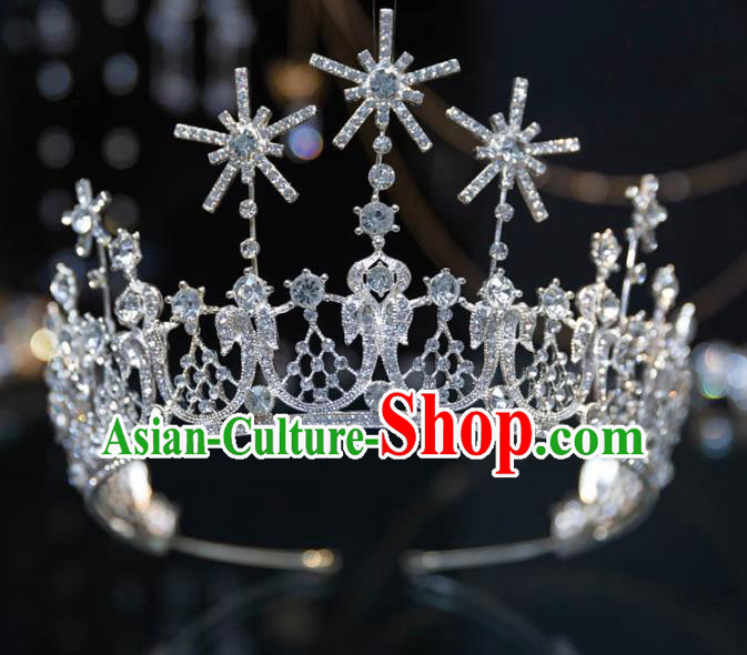 Handmade Wedding Bride Hair Accessories Baroque Crystal Zircon Royal Crown for Women