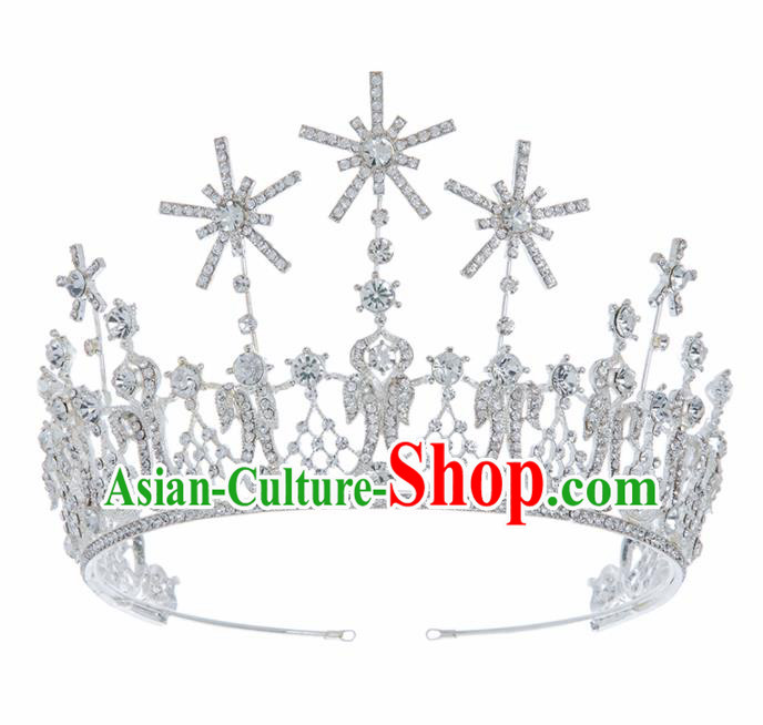 Handmade Wedding Bride Hair Accessories Baroque Crystal Zircon Royal Crown for Women