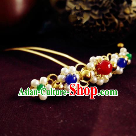 Chinese Ancient Hair Accessories Classical Pearls Hair Clip Traditional Hanfu Hairpins for Women