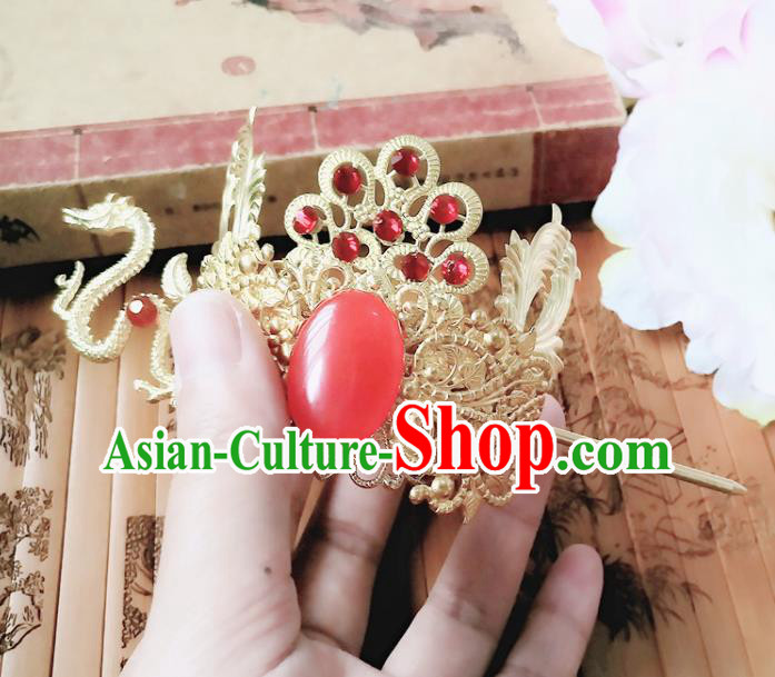 Chinese Ancient Prince Hair Accessories Palace Traditional Hanfu Dragon Hair Crown Hairpins for Men