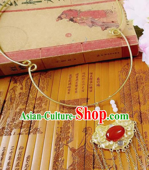 Chinese Ancient Princess Jewelry Accessories Traditional Hanfu Longevity Lock Necklace for Women
