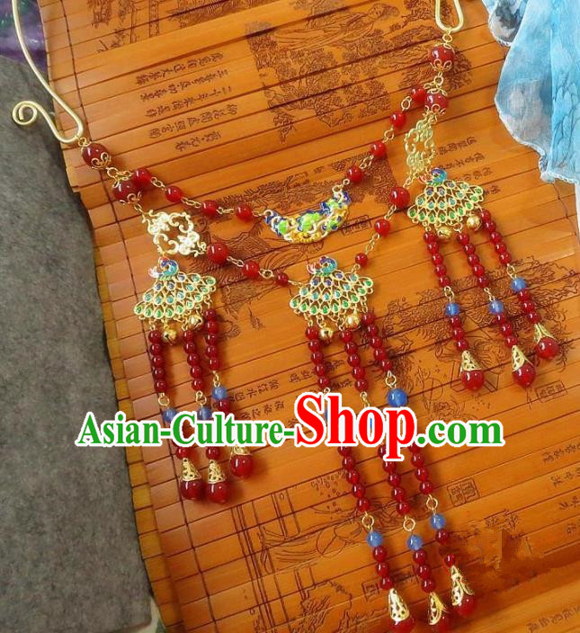 Chinese Ancient Princess Jewelry Accessories Traditional Hanfu Blueing Longevity Lock Necklace for Women