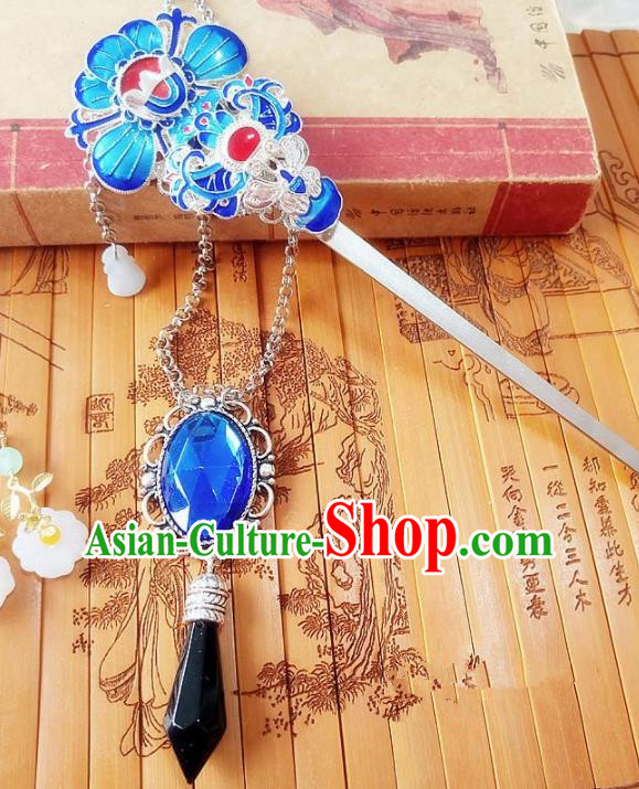 Chinese Ancient Princess Hair Accessories Traditional Hanfu Hair Clip Blueing Hairpins for Women