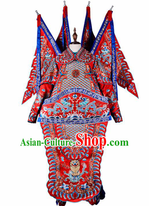 Professional Chinese Beijing Opera Costume Traditional Peking Opera General Red Clothing for Adults